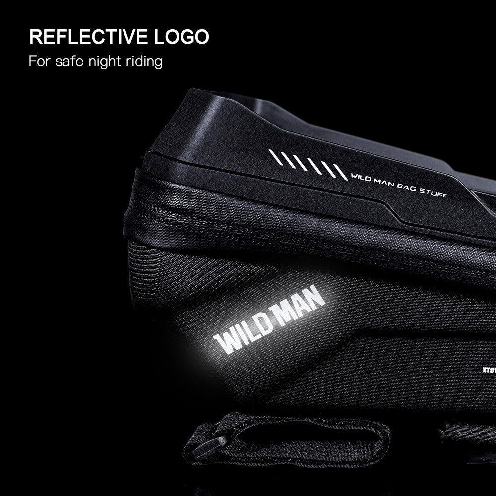 WILD MAN Bike Bicycle Phone Mount Bag 1L Waterproof Front Frame Top Tube Handlebar Bag with Touch Screen Sports Cycling Pack