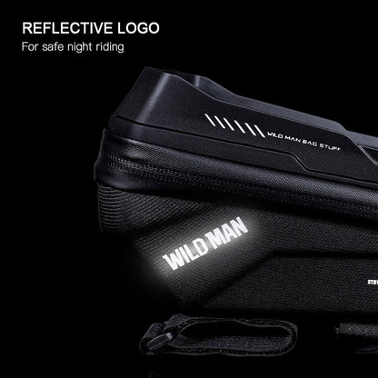 WILD MAN Bike Bicycle Phone Mount Bag 1L Waterproof Front Frame Top Tube Handlebar Bag with Touch Screen Sports Cycling Pack