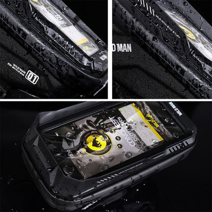 WILD MAN Bike Bicycle Phone Mount Bag 1L Waterproof Front Frame Top Tube Handlebar Bag with Touch Screen Sports Cycling Pack