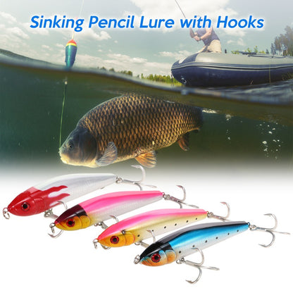 15cm 84g Sinking Pencil Lure Fishing Hard Bait with 2 Treble Hooks Fishing Tackle Tool