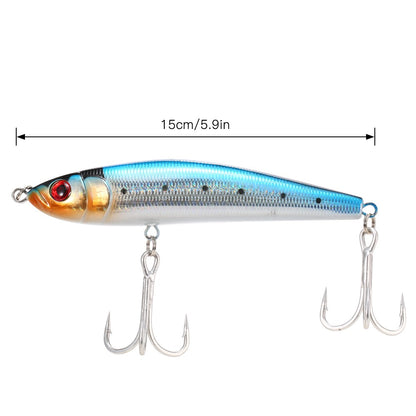 15cm 84g Sinking Pencil Lure Fishing Hard Bait with 2 Treble Hooks Fishing Tackle Tool