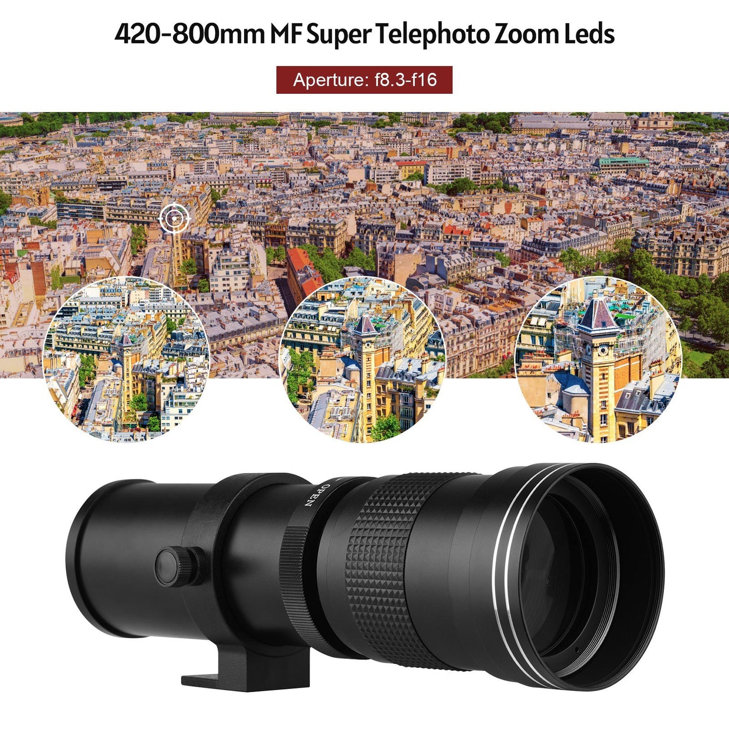 Camera MF Telephoto Zoom Lens Universal 1/4 Thread Replacement for Nikon AI-mount D50 D90 D5100 D7000 D3 D5100 D3100 D3000 D60 Cameras