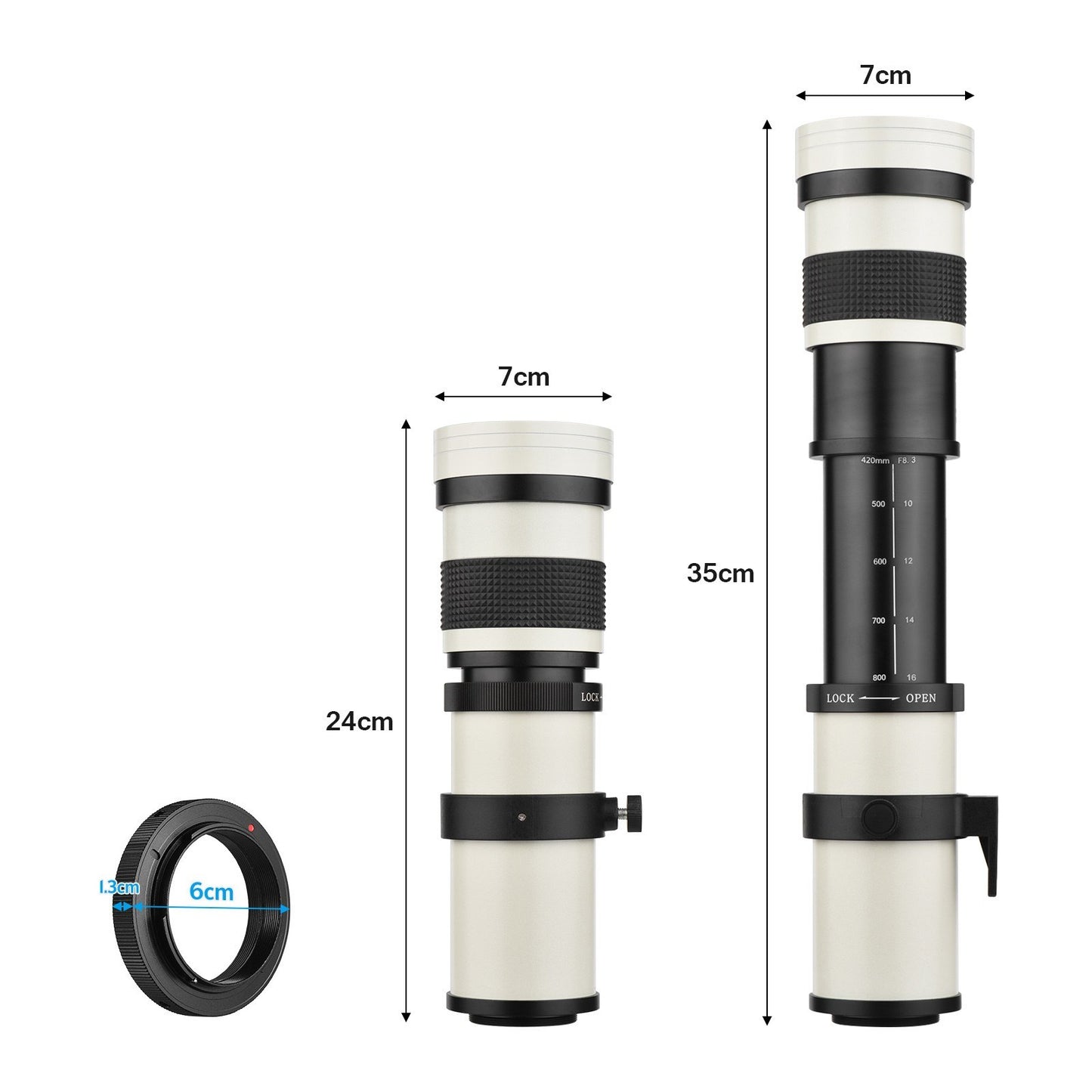 Camera MF Telephoto Zoom Lens Universal 1/4 Thread Replacement for Nikon AI-mount D50 D90 D5100 D7000 D3 D5100 D3100 D3000 D60 Cameras