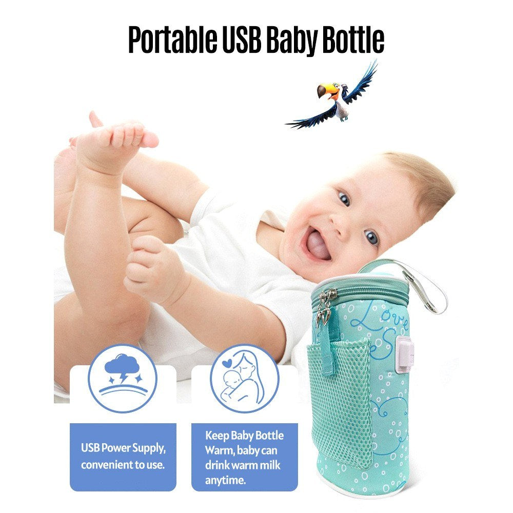 Portable Bottle Warmer Travel Baby Bottle Bag Lightweight Thermal Pouch for Infant Feeding Bottle with USB Cable