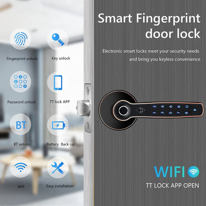 Bluetooth Door Knob Lock Fingerprint Door Lock Smart Lock, Key-less Entry Door Lock for Home Apartment Office