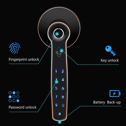 Bluetooth Door Knob Lock Fingerprint Door Lock Smart Lock, Key-less Entry Door Lock for Home Apartment Office