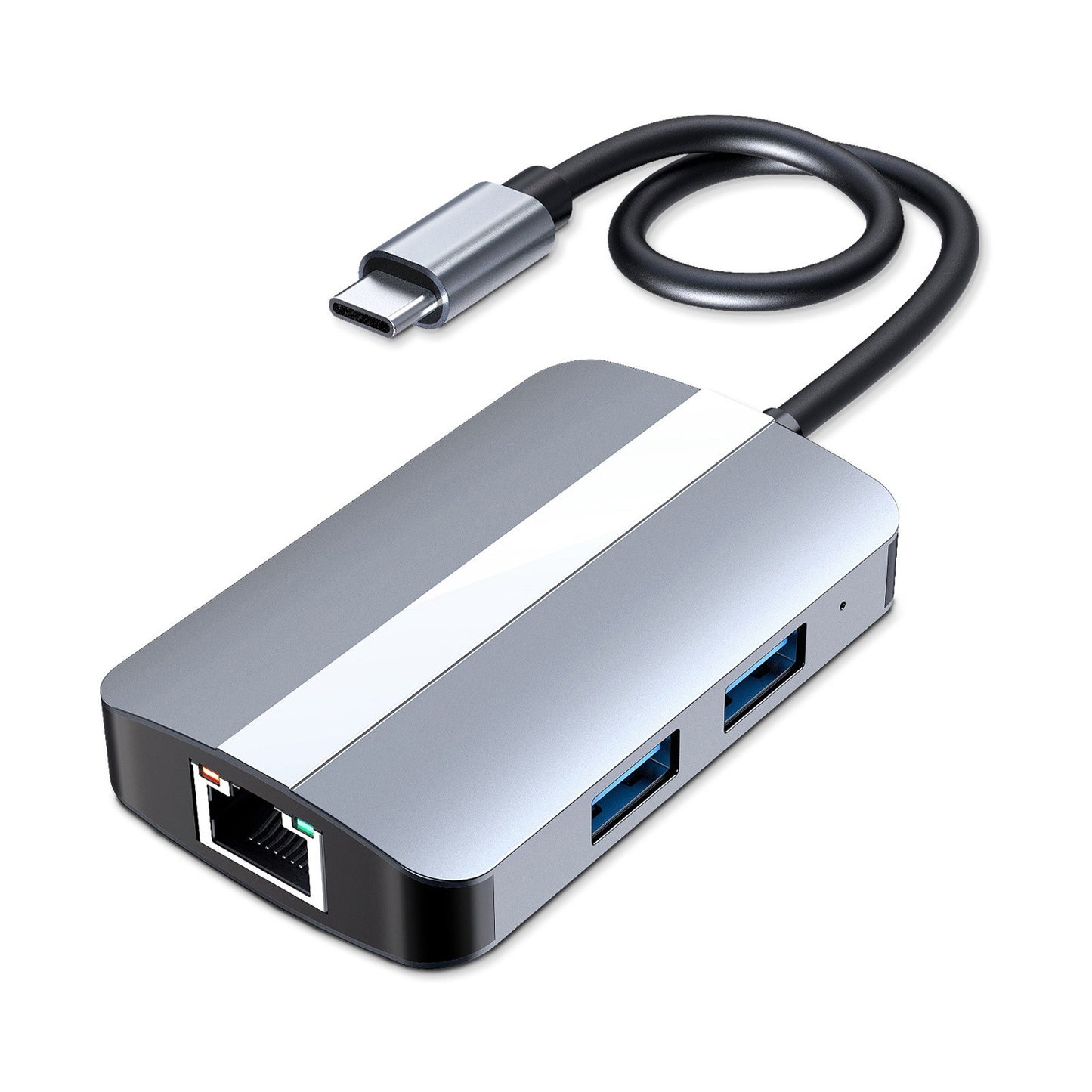 5-in-1 Portable USB C Hub Adapter Multi-port Type-C Docking Station with Memory/TF Card Reader/RJ45 Ethernet/USB 3.0/USB 2.0 for MacBook MateBook HUAWEI Samsung