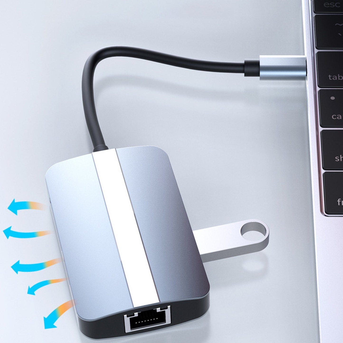 5-in-1 Portable USB C Hub Adapter Multi-port Type-C Docking Station with Memory/TF Card Reader/RJ45 Ethernet/USB 3.0/USB 2.0 for MacBook MateBook HUAWEI Samsung