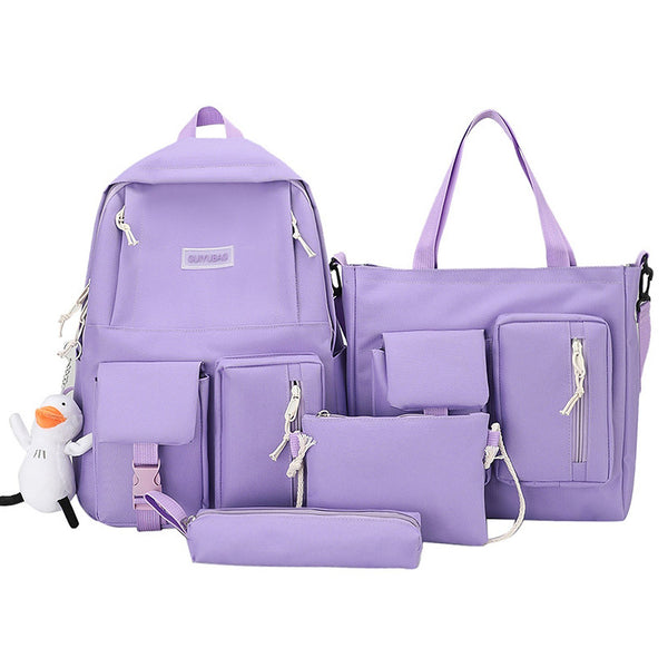 4Pcs Canvas Backpack Combo Set School Bags with Pencil Bag Casual School Bag for Teenagers Handbag College Student Laptop Backpacks