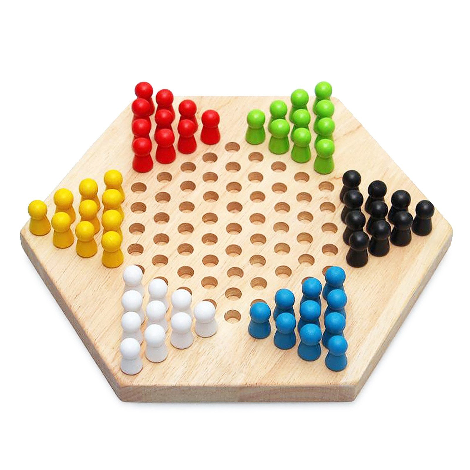 Chinese Checker Classic Original Game Set Rubber Wooden Board Game Strategy Game for Kids Adults