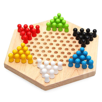 Chinese Checker Classic Original Game Set Rubber Wooden Board Game Strategy Game for Kids Adults