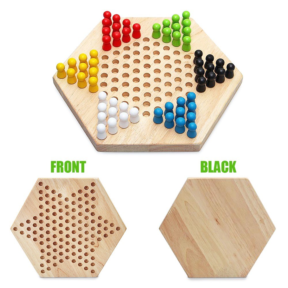 Chinese Checker Classic Original Game Set Rubber Wooden Board Game Strategy Game for Kids Adults