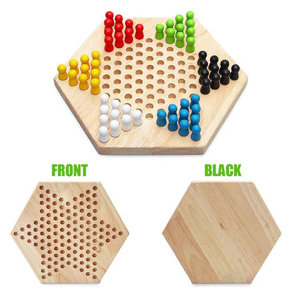 Chinese Checker Classic Original Game Set Rubber Wooden Board Game Strategy Game for Kids Adults