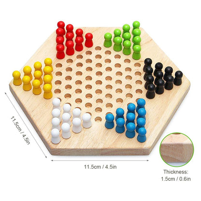 Chinese Checker Classic Original Game Set Rubber Wooden Board Game Strategy Game for Kids Adults