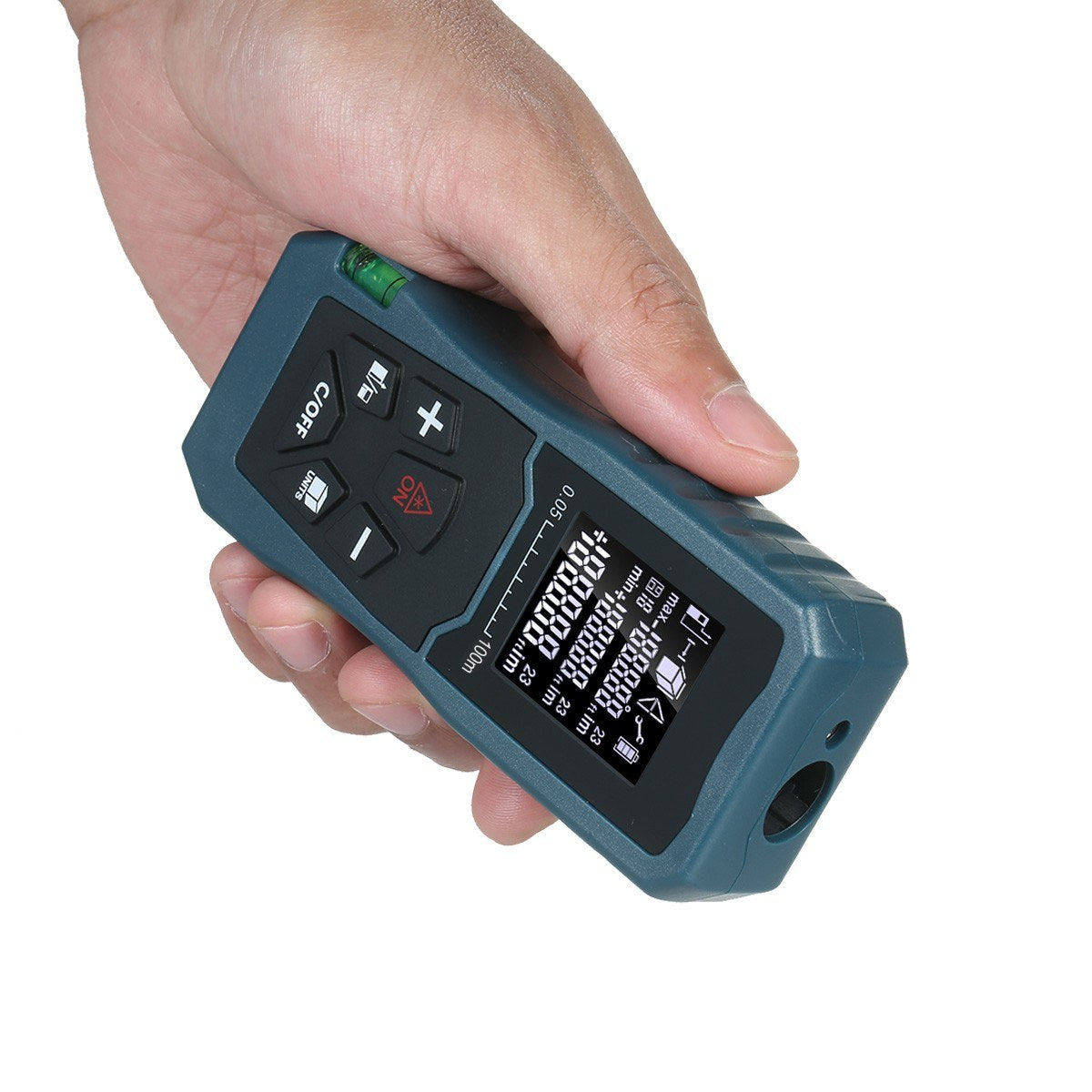Laser Distance Meter Bubble Level Handheld 1.6-inch LCD Diastimeter Pythagorean Mode Measure Distance Area and Volume