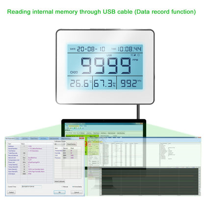 EU Plug Professional LCD Data Logging Formaldehyde Detector with Air Temperature Humidity Barometric Pressure Detection