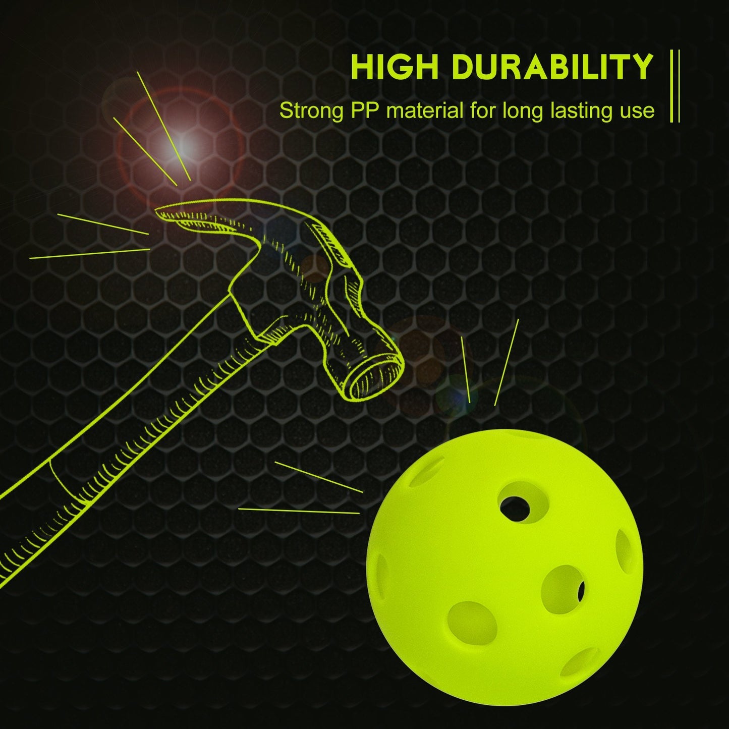 26 Holes Pickleball Balls High Performance Indoor Outdoor Training Practice PP Baseballs