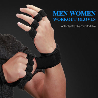 1 Pair Sports Ventilated Workout Gloves Lifting Pads Hand Protector with Integrated Wrist Wraps for Weight Lifting, Training, Fitness, Exercise