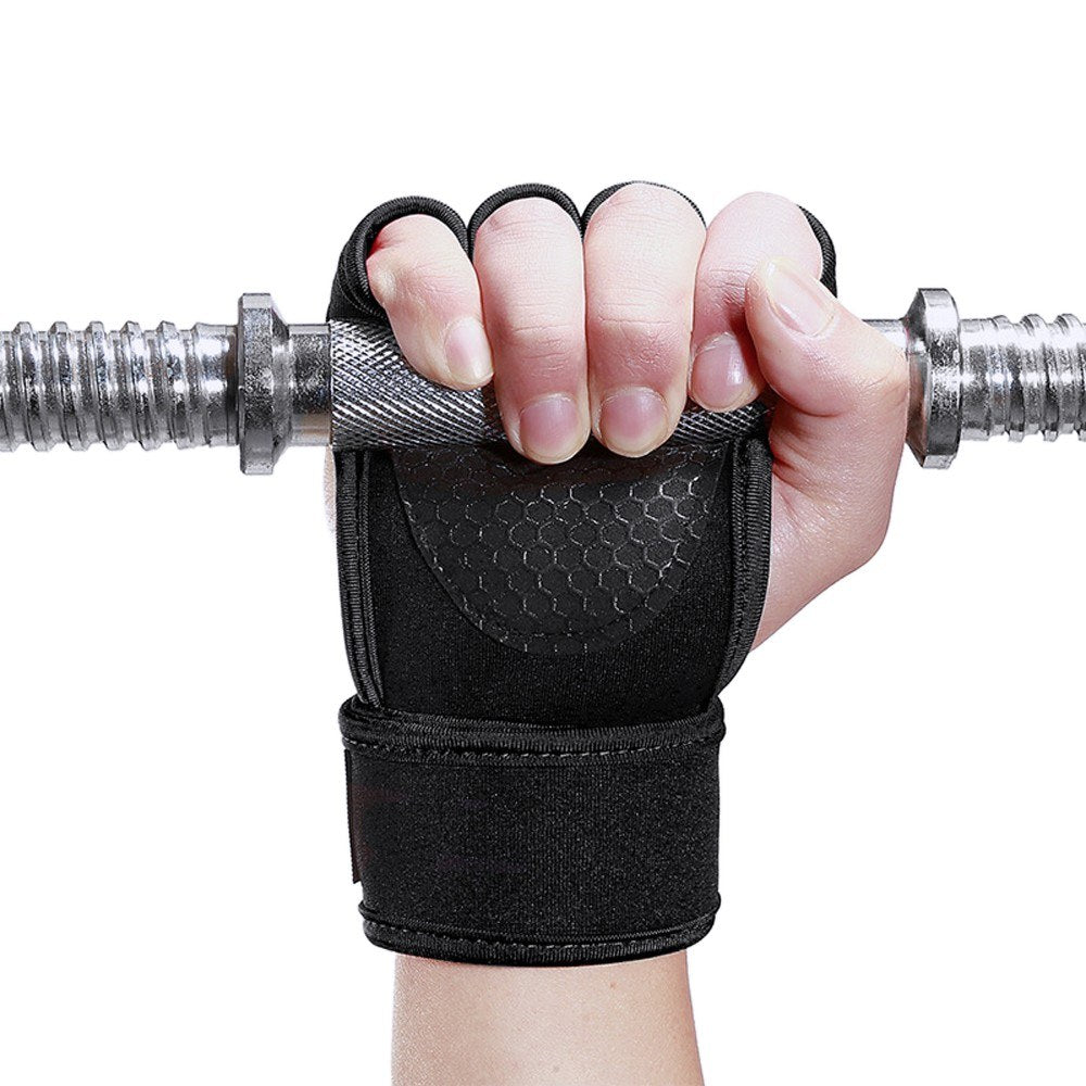1 Pair Sports Ventilated Workout Gloves Lifting Pads Hand Protector with Integrated Wrist Wraps for Weight Lifting, Training, Fitness, Exercise