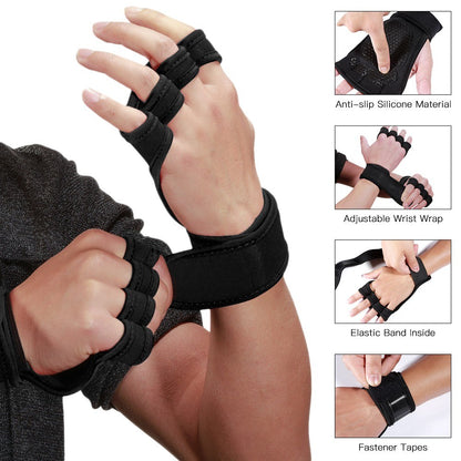 1 Pair Sports Ventilated Workout Gloves Lifting Pads Hand Protector with Integrated Wrist Wraps for Weight Lifting, Training, Fitness, Exercise