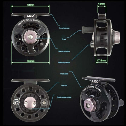 LEO Left / Right Interchangeable 3BB Ball Bearing Full Metal Fly Fish Reel Rafting Ice Fishing Wheel