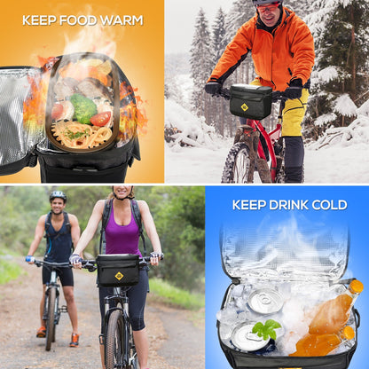 Multi-functional Cycling Insulated Bike Cooler Bag Anti-wear Water Resistant Bike Handlebar Bag Pannier with Bike Phone Mount