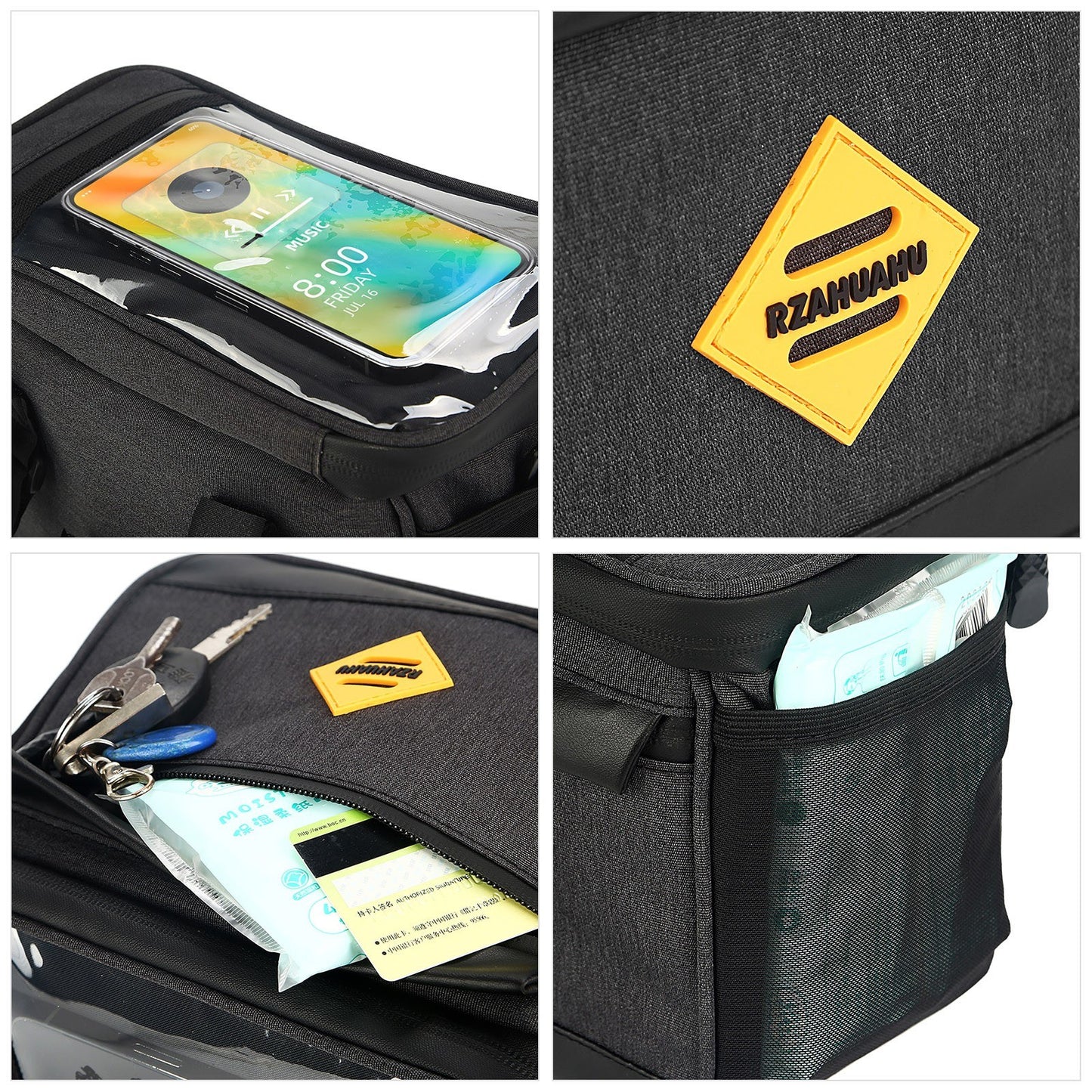 Multi-functional Cycling Insulated Bike Cooler Bag Anti-wear Water Resistant Bike Handlebar Bag Pannier with Bike Phone Mount