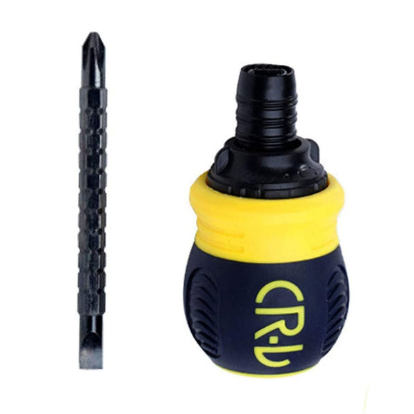 Stubby Ratchet Screwdriver Slotted and Cross Dual-end Telescoping CR-V Screwdriver Repair Tool