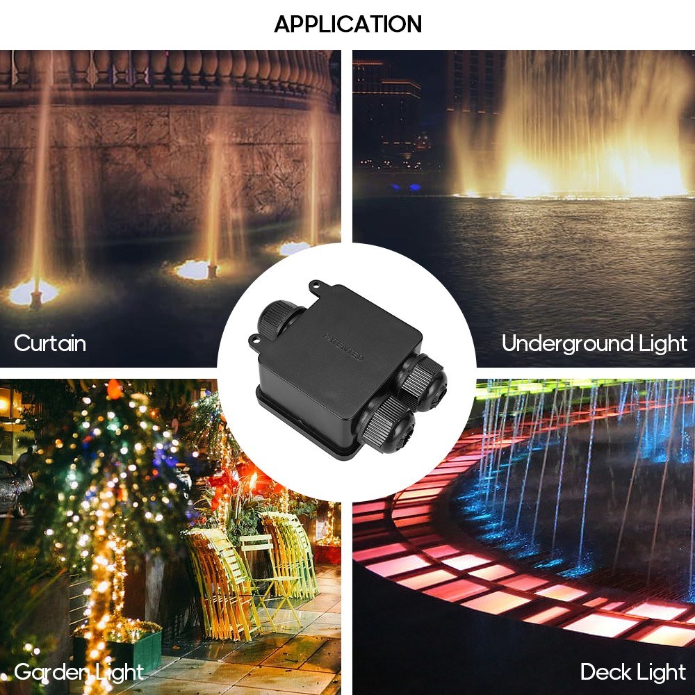 IP68 Waterproof Outdoor Electrical Junction Box Underground Cable Wires Power Cord Connector