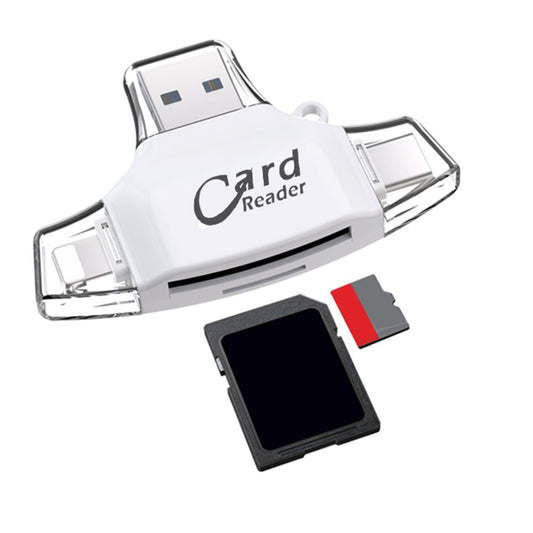 4 in 1 Type-C/Lighting 8Pin/Micro USB/USB Connector Card Reader OTG Hub Adapter TF Card Reader