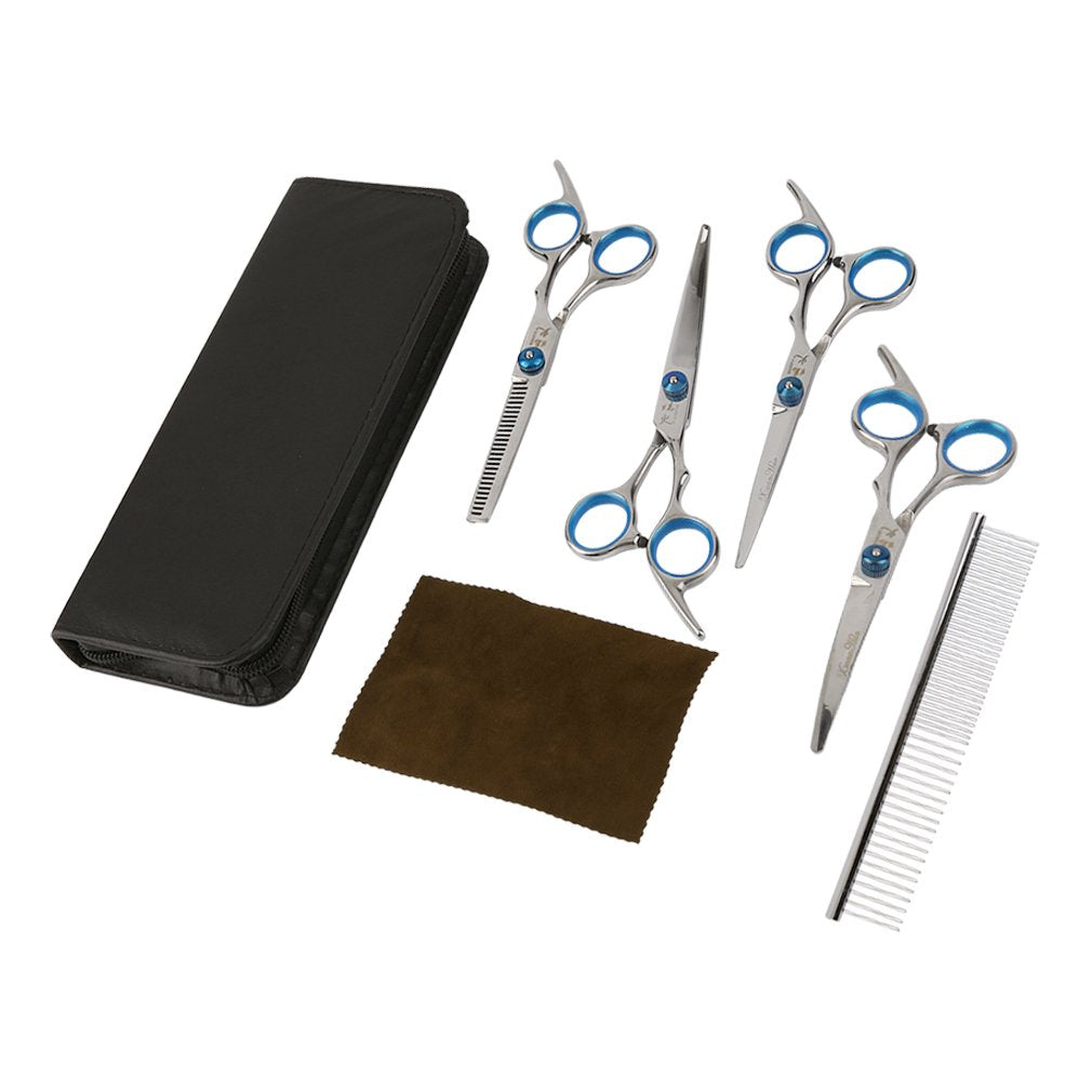 6PCS/Set Professional Pets Grooming Scissors Set Shears Hairdressing Haircut Tools Kit